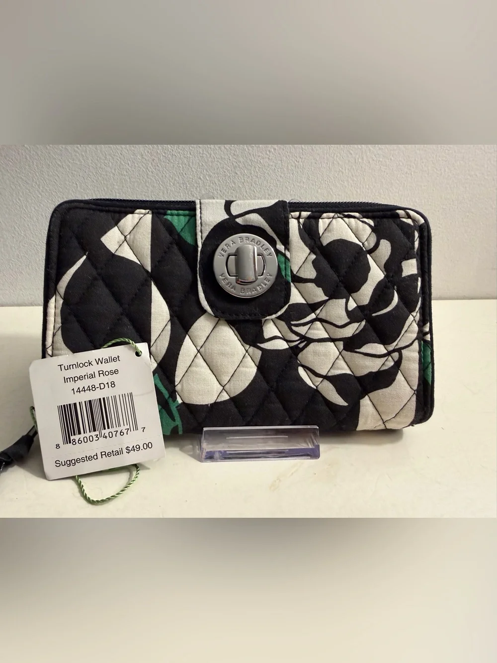 Vera Bradley Turnlock Wallet in the pattern Imperial Rose